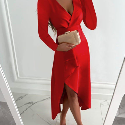 Women's Wrap Dress Elegant Round Neck