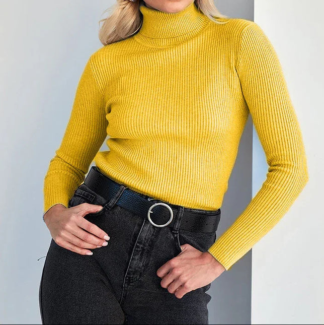 Women's Turtleneck Ribbed Knit Sweater