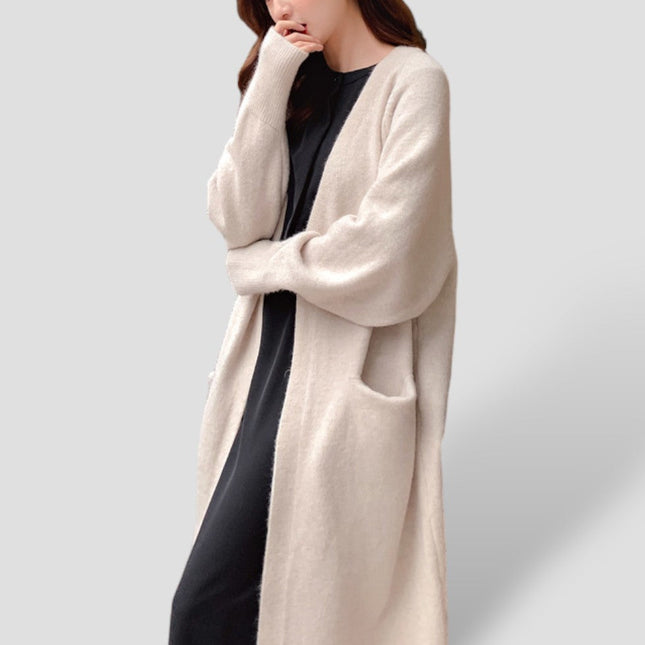 Women's Cashmere Long Open Front Cardigan