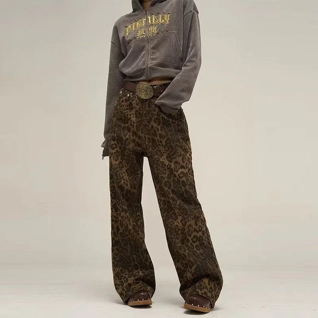 Women's Denim Jeans Leopard Print