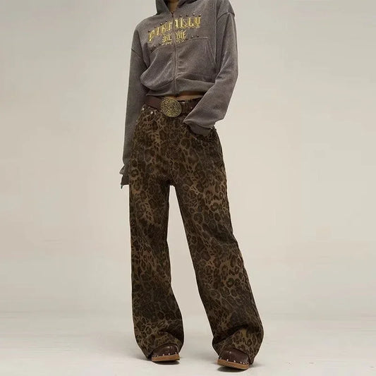 Women's Denim Jeans Leopard Print