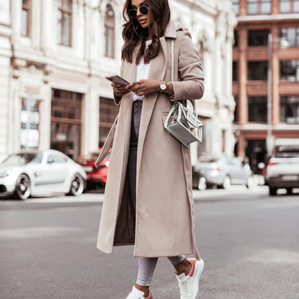 Women's Wool Coat with Belted Design