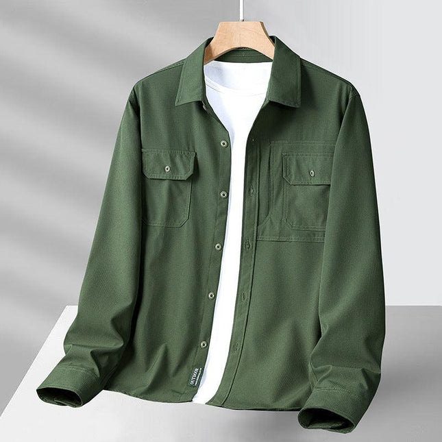 Men's Lightweight Button-Up Shirt with Utility Pockets