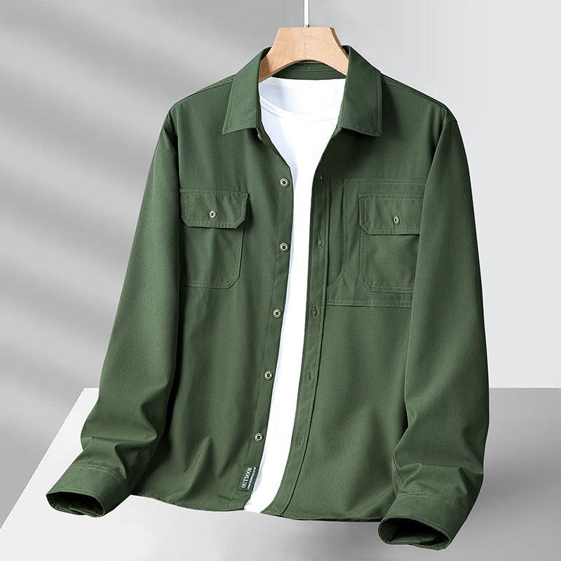 Men's Lightweight Button-Up Shirt with Utility Pockets