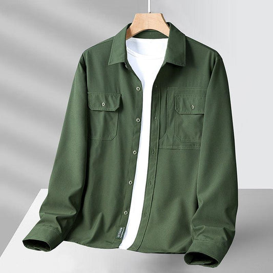 Men's Lightweight Button-Up Shirt with Utility Pockets