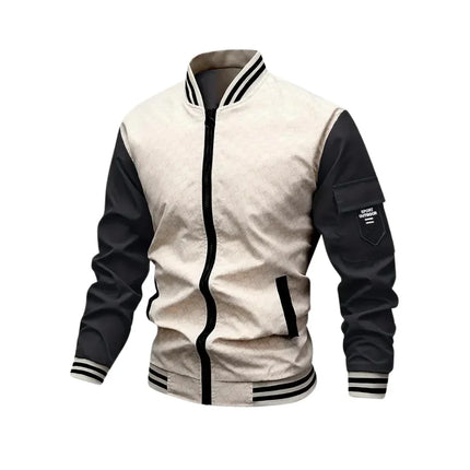 Men’s Bomber Jacket Regular Fit Zipper Front Ribbed Trim