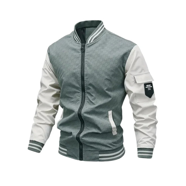 Men’s Bomber Jacket Regular Fit Zipper Front Ribbed Trim