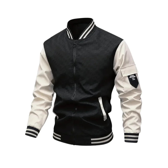 Men’s Bomber Jacket Regular Fit Zipper Front Ribbed Trim