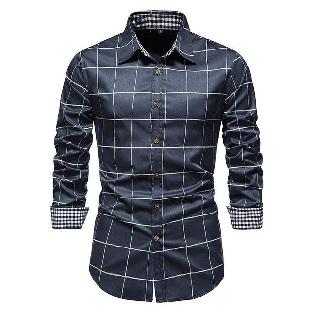 Men's Slim Fit Plaid Dress Shirt