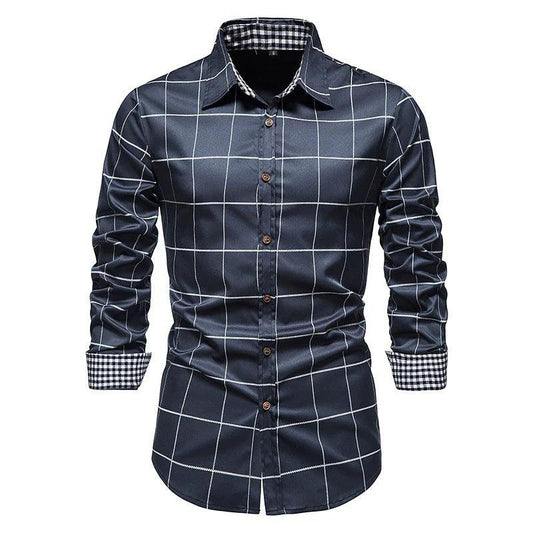 Men's Slim Fit Plaid Dress Shirt
