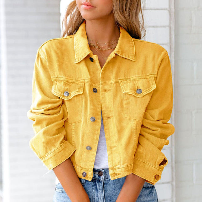 Women's Denim Button Jacket Plain