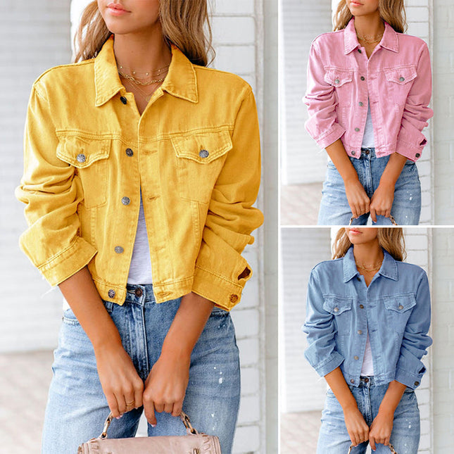 Women's Denim Button Jacket Plain