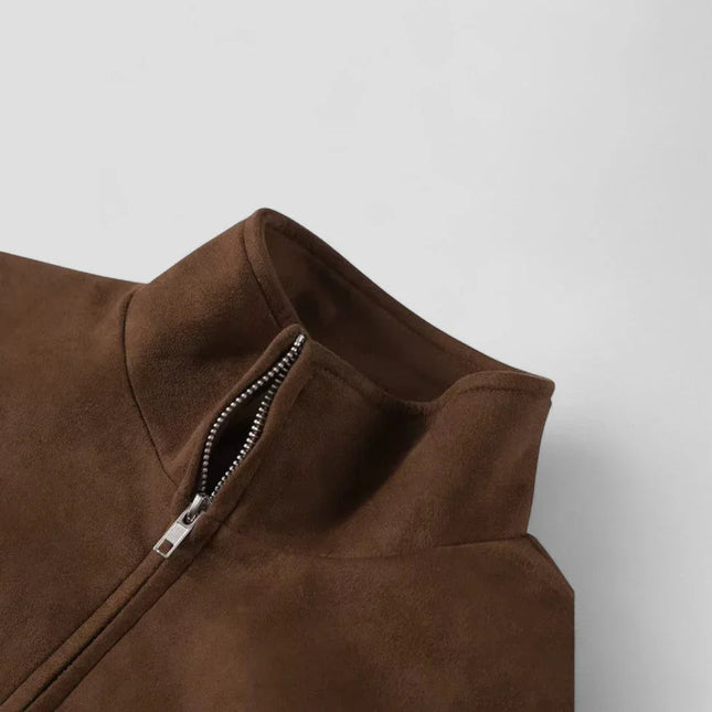 Women's Suede Look Jacket with Zip Detail