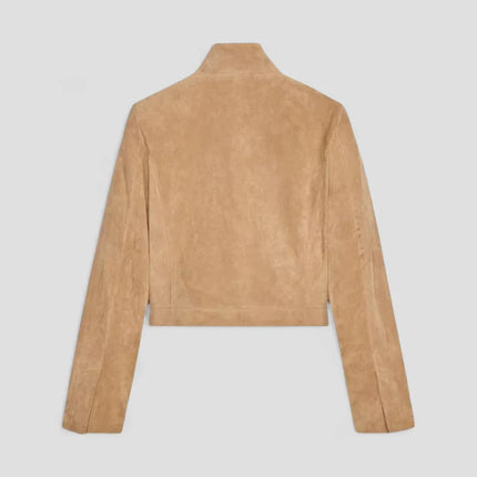 Women's Suede Look Jacket with Zip Detail
