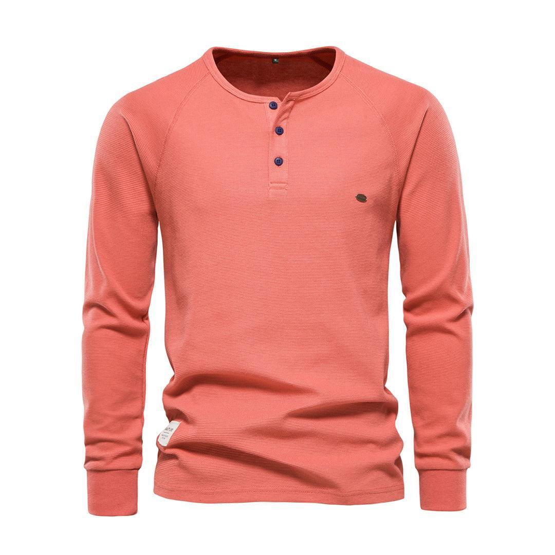 Men's Casual Long Sleeve Shirt Cotton Blend Khaki