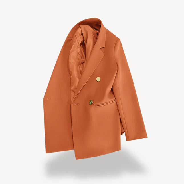 Women's Double-Breasted Blazer Formal Jacket