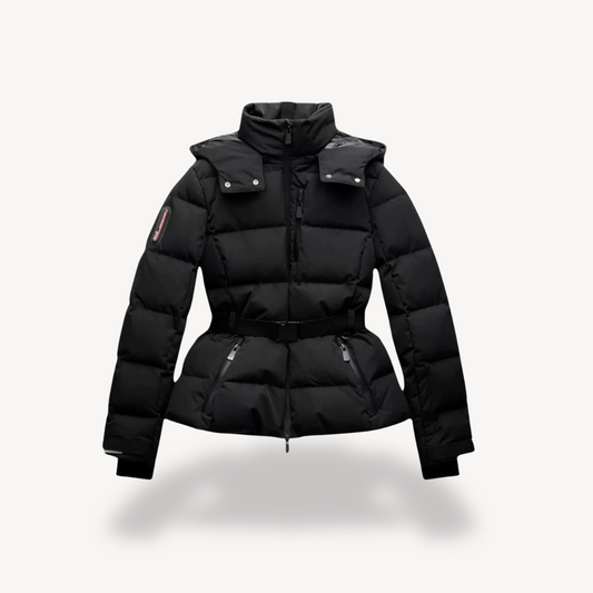 Women's Water-Resistant Puffer Jacket with Belt
