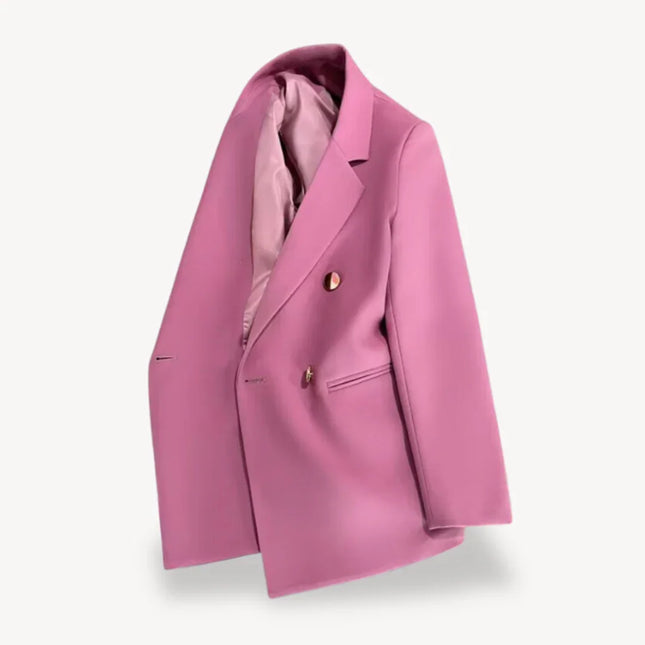 Women's Double-Breasted Blazer Formal Jacket