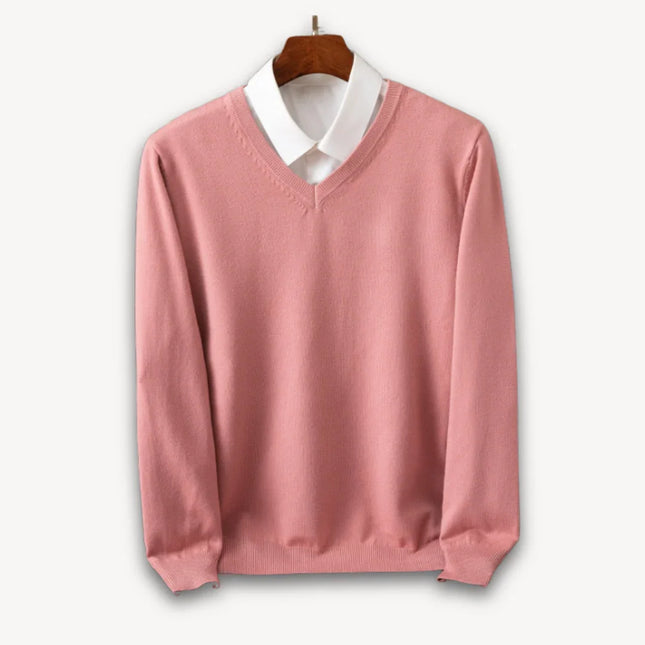 Men's V-Neck Cashmere Sweater - Slim Fit, Soft & Lightweight, Casual & Formal Wear