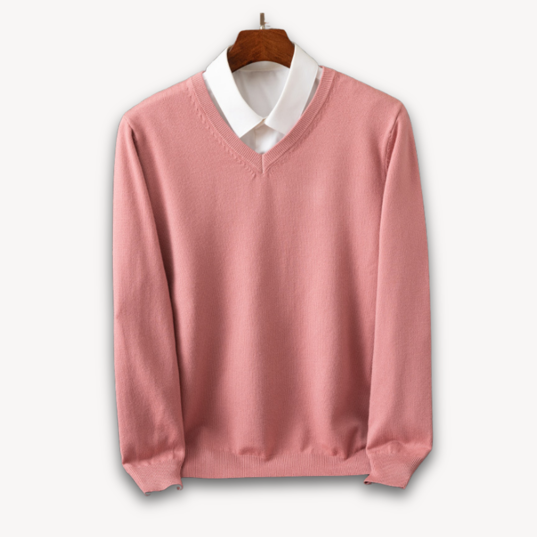 Men's V-Neck Cashmere Sweater - Slim Fit, Soft & Lightweight, Casual & Formal Wear