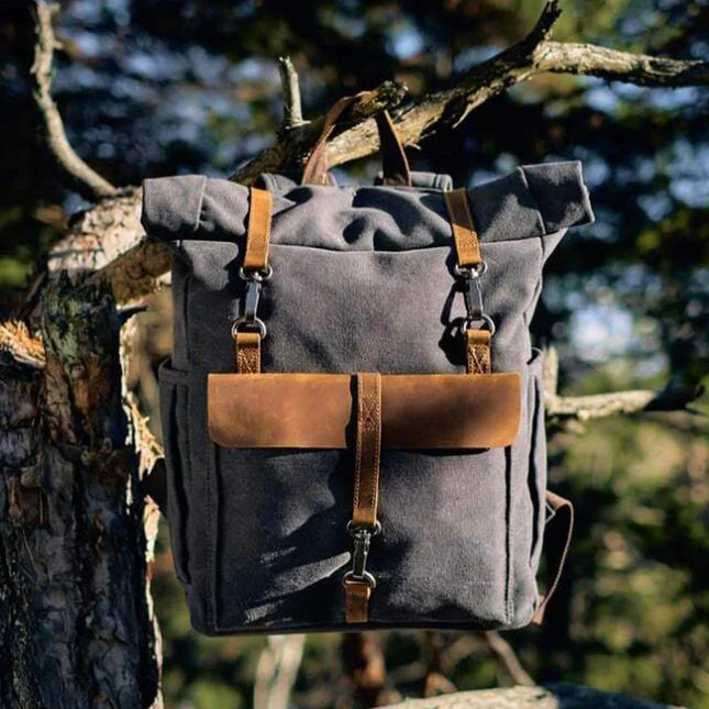 Men's Vintage Roll Top Backpack Canvas