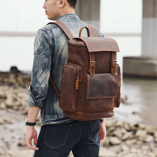 Men's Vintage Leather Backpack