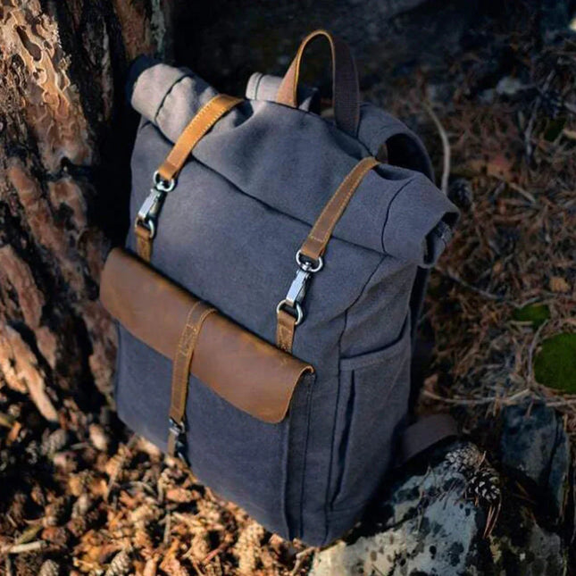 Men's Vintage Roll Top Backpack Canvas