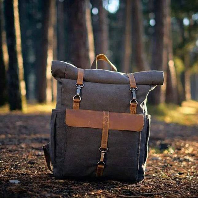 Men's Vintage Roll Top Backpack Canvas