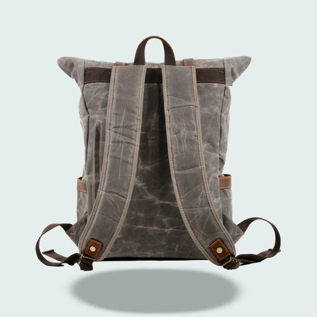 Men's Leather Roll Top Backpack