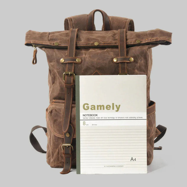 Men's Leather Roll Top Backpack