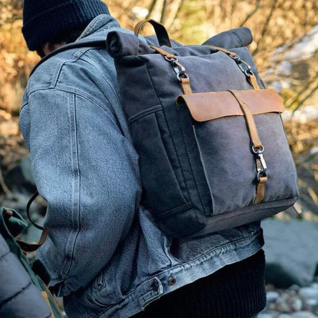 Men's Vintage Roll Top Backpack Canvas