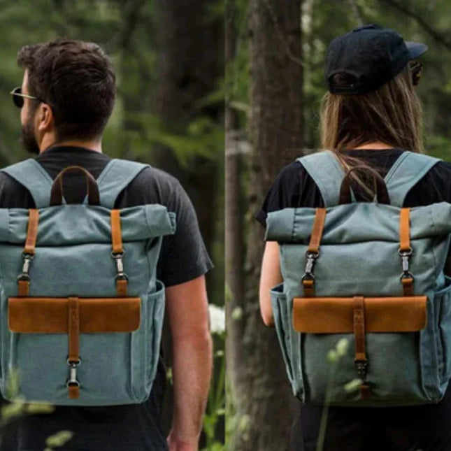 Men's Vintage Roll Top Backpack Canvas