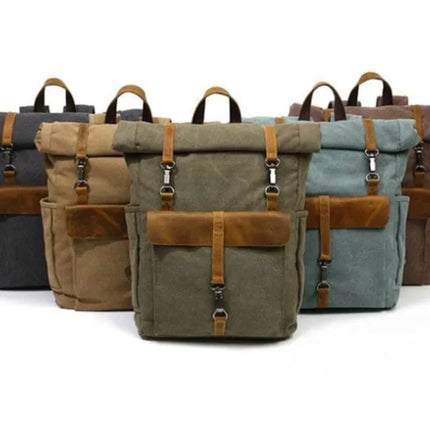 Men's Vintage Roll Top Backpack Canvas