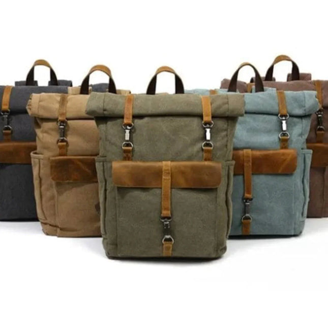 Men's Vintage Roll Top Backpack Canvas