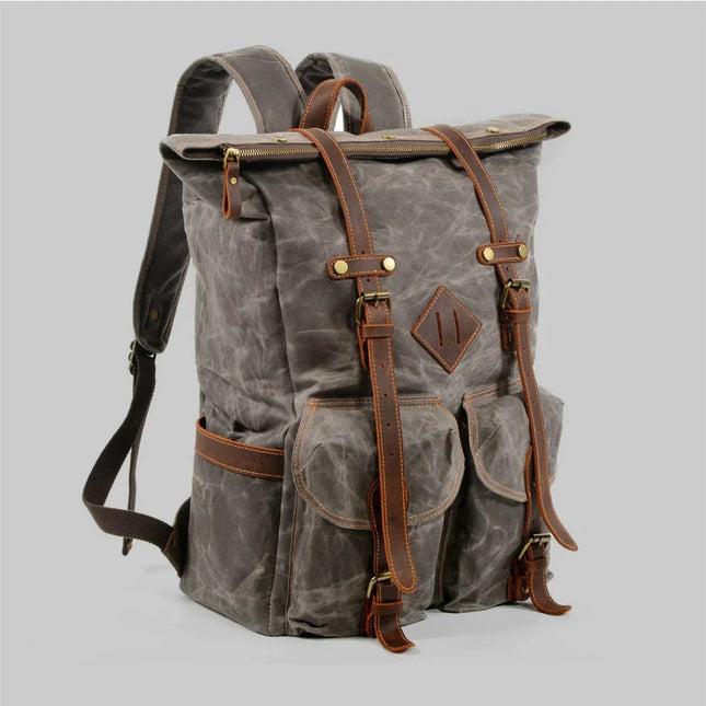 Men's Leather Roll Top Backpack