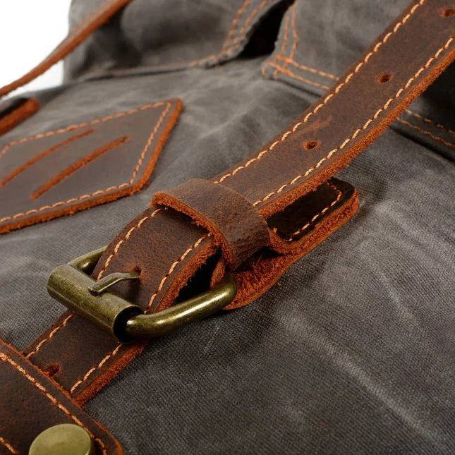 Men's Leather Roll Top Backpack