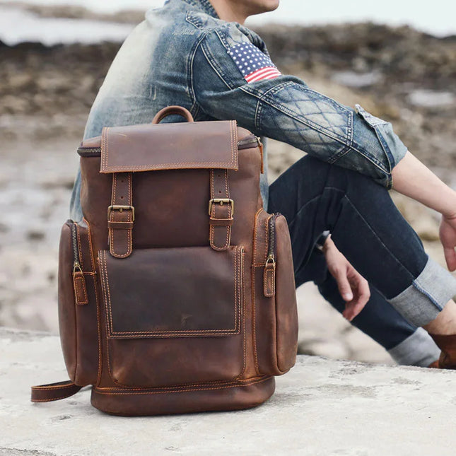 Men's Vintage Leather Backpack