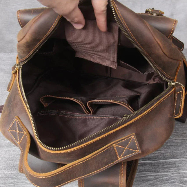 Men's Leather Laptop Backpack