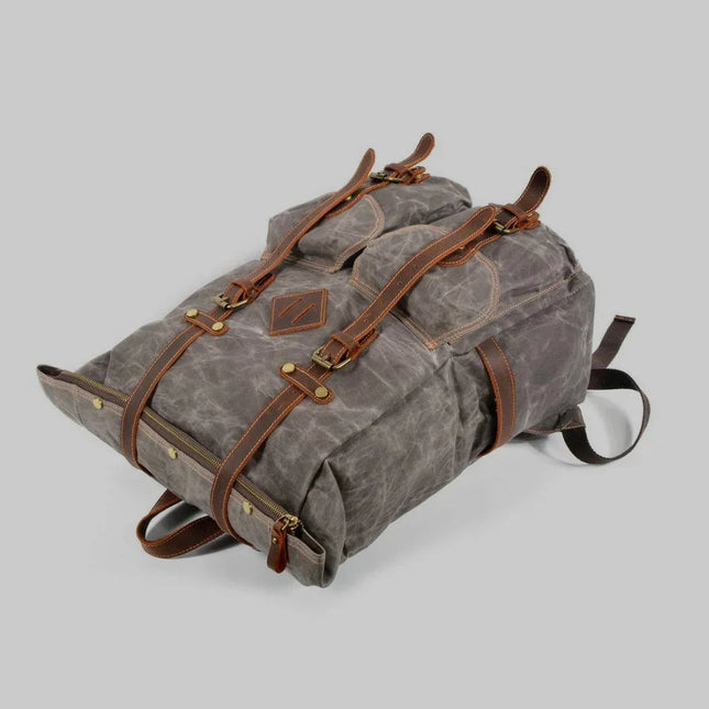 Men's Leather Roll Top Backpack