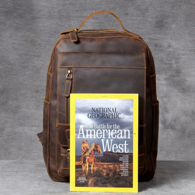 Men's Leather Laptop Backpack
