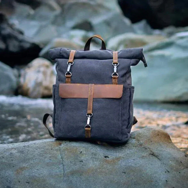 Men's Vintage Roll Top Backpack Canvas