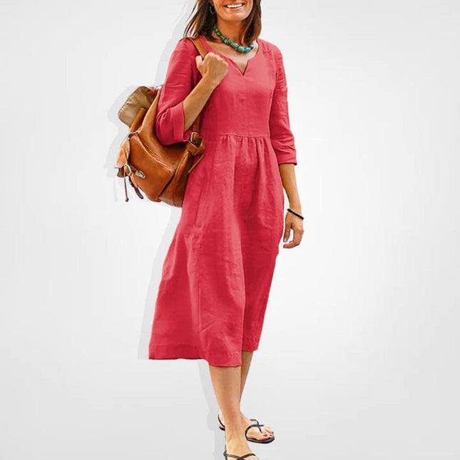 Women's Casual Midi Dress Lightweight Breathable Fabric Soft Pink