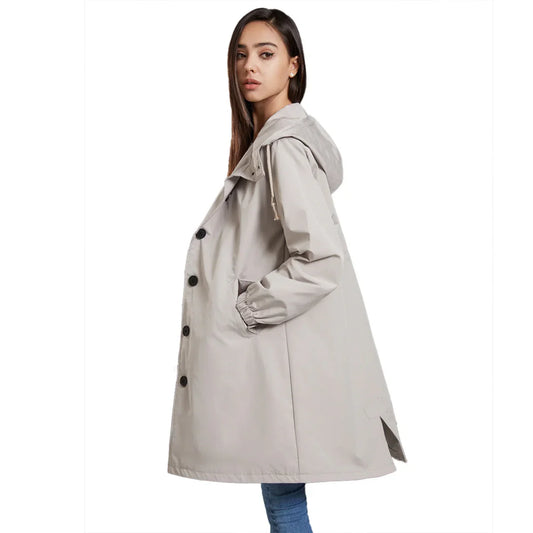 Women's Waterproof Hooded Rain Jacket for Outdoor Activities