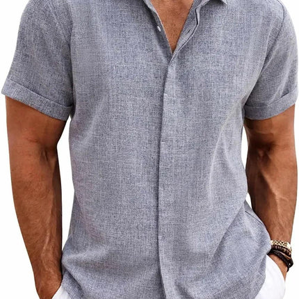 The Milo Short Sleeve Cotton-Linen Shirt | Lightweight Pullover for Casual Summer Comfort - northernnomad