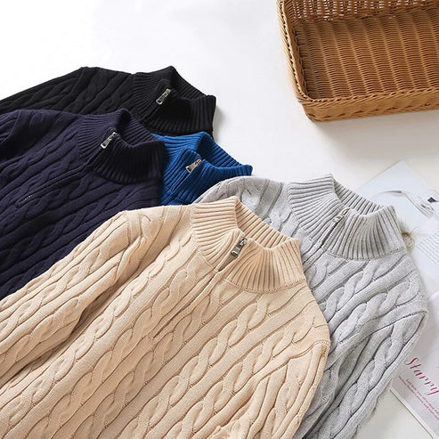 Men's Half-Zip Sweater High-Quality Cotton