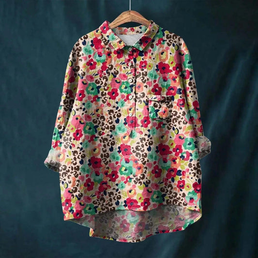 Women's Floral Print Shirt Elegant Style