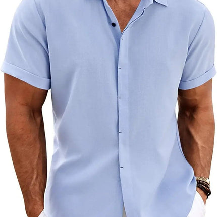 The Milo Short Sleeve Cotton-Linen Shirt | Lightweight Pullover for Casual Summer Comfort - northernnomad
