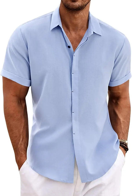 The Milo Short Sleeve Cotton-Linen Shirt | Lightweight Pullover for Casual Summer Comfort - northernnomad