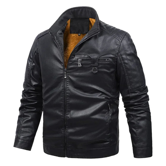 Men's Leather Biker Jacket Classic Style