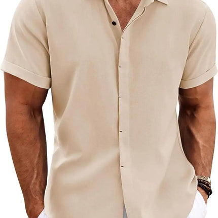 The Milo Short Sleeve Cotton-Linen Shirt | Lightweight Pullover for Casual Summer Comfort - northernnomad